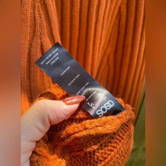 ASOS Ribbed Cable Knit Sweater Skirt Size 2 Small Orange - Picture 4 of 4